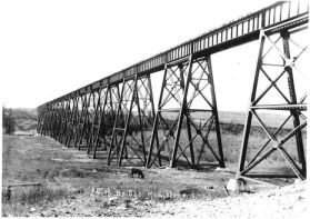 Mintlaw ACR trestle shortly after completion - Red Deer Archives P4559