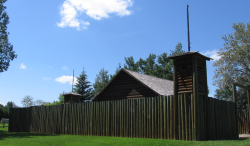 reconstructed Fort Normandeau at Red Deer Crossing - Pettypiece